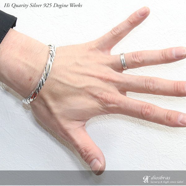 画像3: 【シルバーバングル】ハンドメイド フィガロチェーン デザイン ねじり 羽根 フェザー【シルバーアクセサリー】バリチェーン シルバーアクセサリー メンズ シルバーバングル ブレスレット シルバー925 メンズアクセサリー ネイティブアメリカン 人気 ブレード バングル (3)