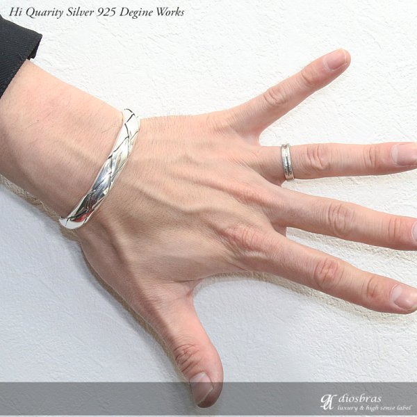 画像3: 【シルバーバングル】ハンドメイド チェーン デザイン ねじり 編み込み 4本編み フェザー【シルバーアクセサリー】バリチェーン シルバーアクセサリー メンズ シルバーバングル ブレスレット シルバー925 メンズアクセサリー ネイティブアメリカン 人気  バングル (3)