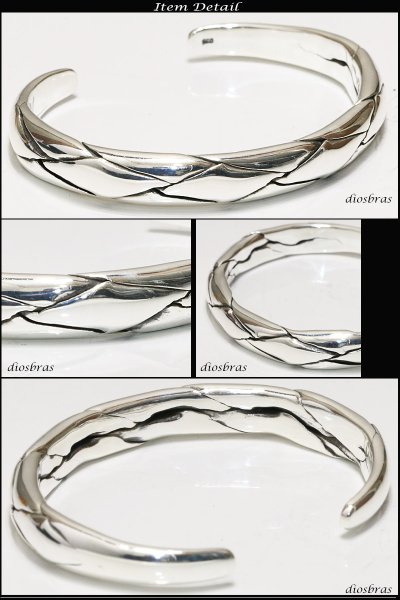画像2: 【シルバーバングル】ハンドメイド チェーン デザイン ねじり 編み込み 4本編み フェザー【シルバーアクセサリー】バリチェーン シルバーアクセサリー メンズ シルバーバングル ブレスレット シルバー925 メンズアクセサリー ネイティブアメリカン 人気  バングル (2)