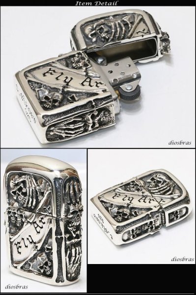 画像3: ドクロ 骸骨 スカル 髑髏 ZIPPO ジッポ シルバー925 スターリングシルバー ZIPPOライター (3)