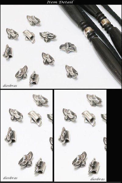 画像2: ビーズ/シルバー/シルバー925/ビーズ/アクセサリー/ハンドメイド/パーツ/イーグル 羽根 フェザー アラベスク トライバル 唐草 縦10.2mm 直径6.4mm 穴径1.5mm (2)