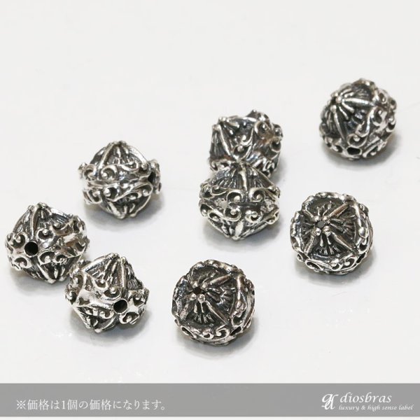 画像3: ビーズ/シルバー/シルバー925/ビーズ/アクセサリー/ハンドメイド/パーツ/太陽神 サンマーク ブラックジルコニア アラベスク フェザー ネイティブ インディアンジュエリー 厚さ8,2mm 直径8,3mm 穴径1,5mm (3)