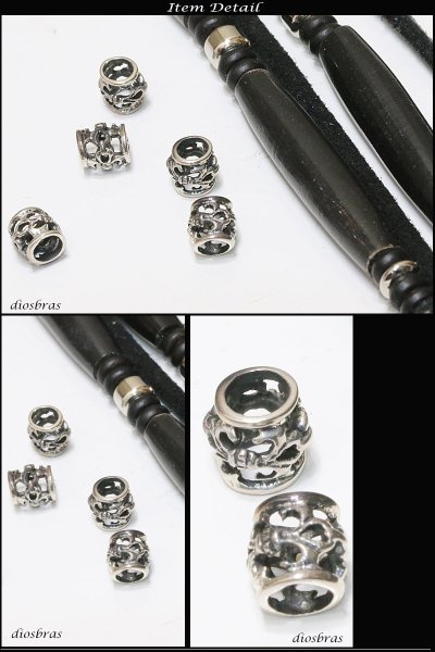 画像2: ビーズ/シルバー/シルバー925/ビーズ/アクセサリー/ハンドメイド/パーツ/百合の紋章 ユリ リリー 百合 アラベスク トライバル 唐草 縦6.3mm 直径6.7mm 穴径3.3mm (2)