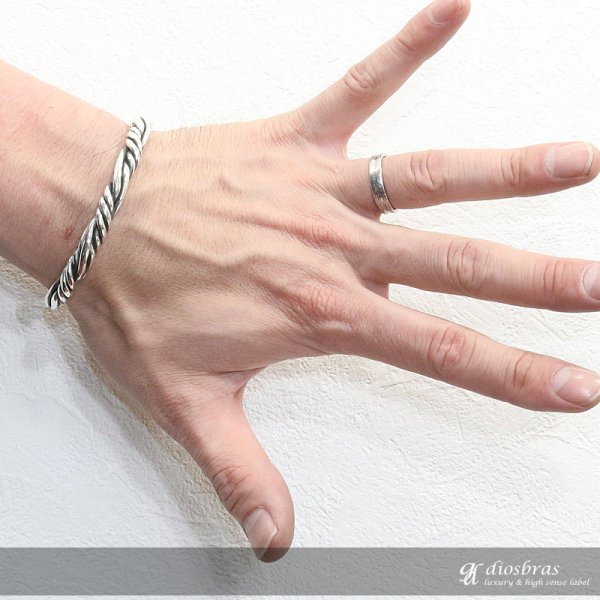 画像3: 【シルバーバングル】ハンドメイド フィガロチェーン デザイン ねじり 羽根 フェザー【シルバーアクセサリー】バリチェーン シルバーアクセサリー メンズ シルバーバングル ブレスレット シルバー925 メンズアクセサリー ネイティブアメリカン 人気 ブレード バングル (3)
