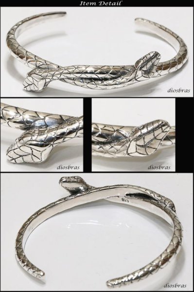 画像2: 【シルバーバングル】【シルバーアクセサリー】スネーク 蛇 ダブルスネーク シルバーアクセサリー メンズ シルバーバングル ブレスレット シルバー925 メンズアクセサリー ネイティブアメリカン インディアンジュエリー プレゼントに人気 (2)