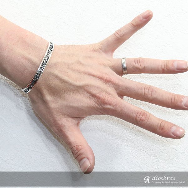 画像3: 【シルバーバングル】アラベスク 唐草 トライバル【シルバーアクセサリー】インディアンジュエリー シルバーアクセサリー メンズ シルバーバングル ブレスレット シルバー925 メンズアクセサリー オニキス 人気  バングル (3)