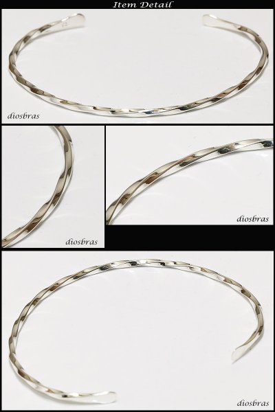 画像2: 【シルバーバングル】ねじり　ウエーブ　ひねり プレート　プレーンバングル　シンプル　シルバーアクセサリー メンズ シルバーバングル ブレスレット シルバー925 メンズアクセサリー　レディース　人気 バングル (2)