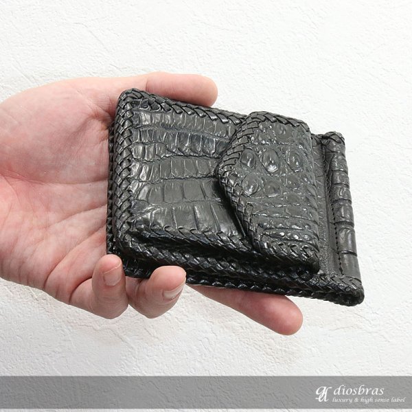 画像3: メンズ二つ折り マネークリップウォレット レザーウォレット 本革 クロコダイル ワニ革 鰐 カイマン種 シンプル スリム  カードケース 小銭入れ メンズ短財布  革財布 皮財布 ショートウォレット 本物 天然皮革 紳士財布 婦人財布 二つ折り財布 メンズ 財布 プレゼント (3)