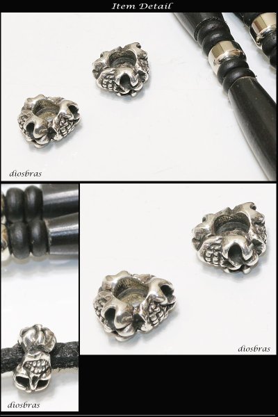 画像2: ビーズ/シルバー/シルバー925/ビーズ/アクセサリー/ハンドメイド/パーツ/クロス　スカル　ハンド　骸骨　髑髏　ドクロ　クロス　十字架　トリプルクラウン　ゴシック　アラベスク 縦5,6mm 直径9,6mm　穴径4,2mm ≪メール便80円≫ (2)