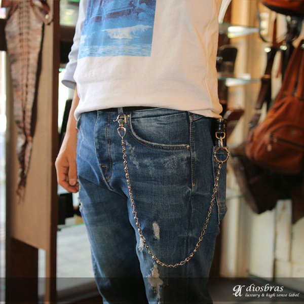 画像2: 【シルバーウォレットチェーン】【シルバーアクセサリー】スカル 骸骨 シルバーアクセサリー メンズ シルバーバングル ウォレットチェーン シルバー925 メンズアクセサリー アラベスク プレゼントに人気 送料無料【diosbras-ディオブラス-】 (2)