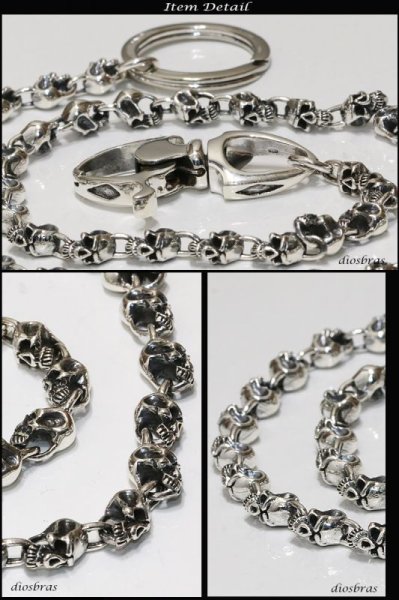 画像3: 【シルバーウォレットチェーン】【シルバーアクセサリー】スカル 骸骨 シルバーアクセサリー メンズ シルバーバングル ウォレットチェーン シルバー925 メンズアクセサリー アラベスク プレゼントに人気 送料無料【diosbras-ディオブラス-】 (3)