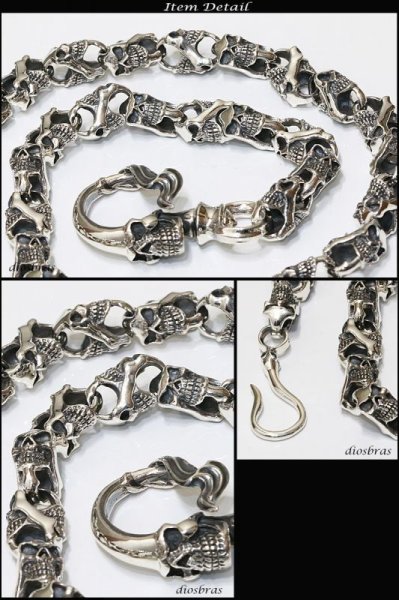 画像3: 【シルバーウォレットチェーン】【シルバーアクセサリー】スカル　骸骨　シルバーアクセサリー メンズ シルバーバングル ウォレットチェーン シルバー925 メンズアクセサリー アラベスク　プレゼントに人気 送料無料【diosbras-ディオブラス-】 (3)