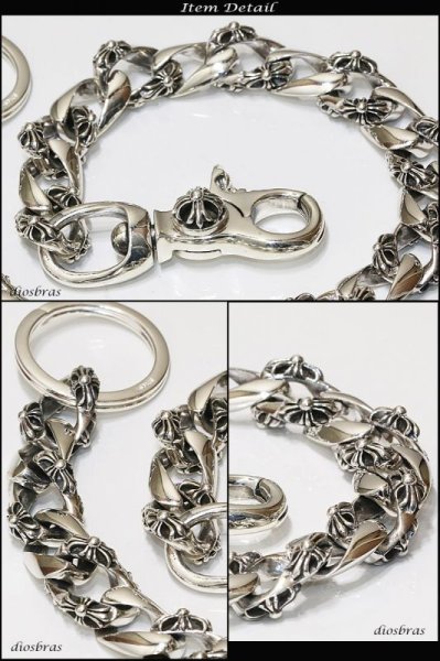 画像3: 【シルバーウォレットチェーン】クロス 十字架 チェーン【シルバーアクセサリー】シルク リンク シルバーアクセサリー メンズ シルバーバングル ウォレットチェーン シルバー925 メンズアクセサリー アラベスク プレゼントに人気 送料無料 (3)