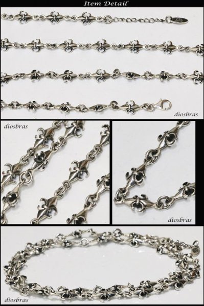 画像3: ネックレス/チェーン/ネックレスチェーン/メンズ/レディース/シルバーネックレス/シルバー925 百合の紋章 ユリ リリー ネックレスチェーン/5cmアジャスター付/シルバー925 【送料無料】 (3)