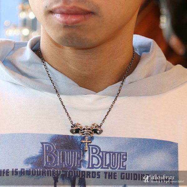 画像4: 【クロス ペンダント トップ】スカル 骸骨  ブラック 十字架 ゴシック シルバー925ペンダント/ペンダント トップ シルバー 925/ネックレス/ ネックレス メンズ レディース【メール便なら送料無料】 (4)