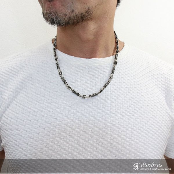 画像5: ネックレス/チェーン/ネックレスチェーン/メンズ/レディース/シルバーネックレス/シルバー925 スカル 骸骨 クロス 十字架 王冠デザイン クラウン ユリ 百合の紋章 ネックレスチェーン/57cm/シルバー925 【送料無料】 (5)