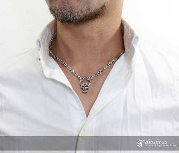 画像6: ネックレス/チェーン/ネックレスチェーン/メンズ/レディース/シルバーネックレス/シルバー925 スカル 骸骨 スカルハンド スカルボーン クロス 十字架 王冠デザイン クラウン ユリ 百合の紋章 ネックレスチェーン/シルバー925 55cm【送料無料】 (6)