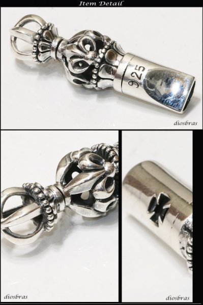 画像3: ホイッスル 笛 ペンダント 百合 リリー ユリの紋章 王冠 クラウン マリア クロス 十字架 ドクロ ペンダント トップ スカル ゴシック シルバー925ペンダント/ペンダント トップ シルバー 925/ネックレス/ ネックレス メンズ レディース (3)