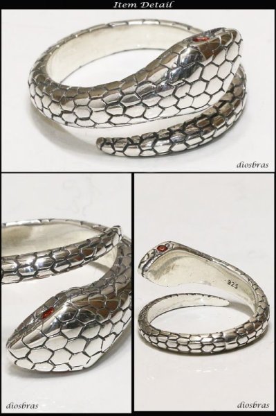 画像2: 【シルバーリング】【スネーク リング】【シルバーアクセサリー】ジルコニア リング 蛇 ヘビ シルバーアクセサリー メンズ シルバーリング 指輪 シルバー925 メンズアクセサリー 大きいサイズ フリーサイズ【メール便なら全国送料無料】 (2)