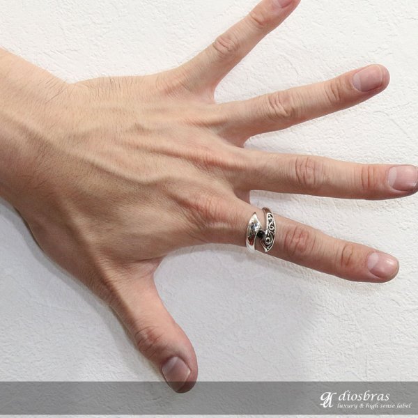 画像3: シルバー925 シルバーリング ブリリアンカット オニキス メンズ アラベスク 唐草 ブラックスター パワーストーン オニキス 天然石  スターリングシルバー 指輪 ring silver925 銀 シルバーアクセサリー 男性 女性 レディース【メール便なら全国送料無料】 (3)