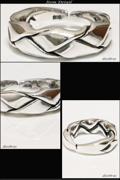 画像2: 【シルバーリング】【リング】ハンドメイド　ねじり　編み込み　チェーン　リング　ツイスト　3つ編み　4つ編み シルバーアクセサリー メンズ 指輪 シルバー925 フリーサイズ【メール便なら送料無料】 (2)