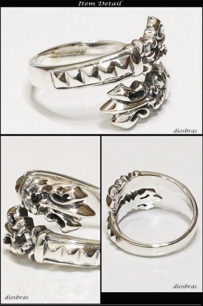 画像3: 【シルバーリング】【ユリ紋章リング】【シルバーアクセサリー】ユリ リリー 百合 スカル ボーンハンド ドクロ スカルリング シルバーアクセサリー メンズ シルバーリング 指輪 シルバー925 メンズアクセサリー フリーサイズ【メール便なら全国送料無料】 (3)