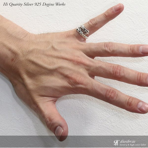 画像4: 【シルバーリング】【ユリ紋章リング】【シルバーアクセサリー】ユリ リリー 百合 スカル ボーンハンド ドクロ スカルリング シルバーアクセサリー メンズ シルバーリング 指輪 シルバー925 メンズアクセサリー フリーサイズ【メール便なら全国送料無料】 (4)