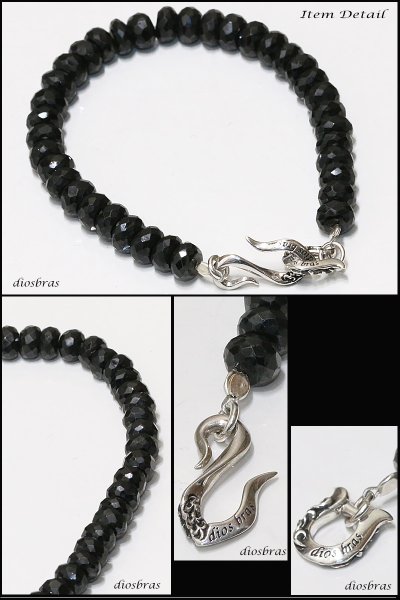 画像4: ブラックスピネル ブレスレット 7mm 馬蹄 ホースシュー フェザー ブレスレット ブレス メンズ ネイティブ /羽/オニキス シルバー925 チェーン メディスンホイール フェザー 7mm〜7,5mm 【diosbras-ディオブラス】 (4)