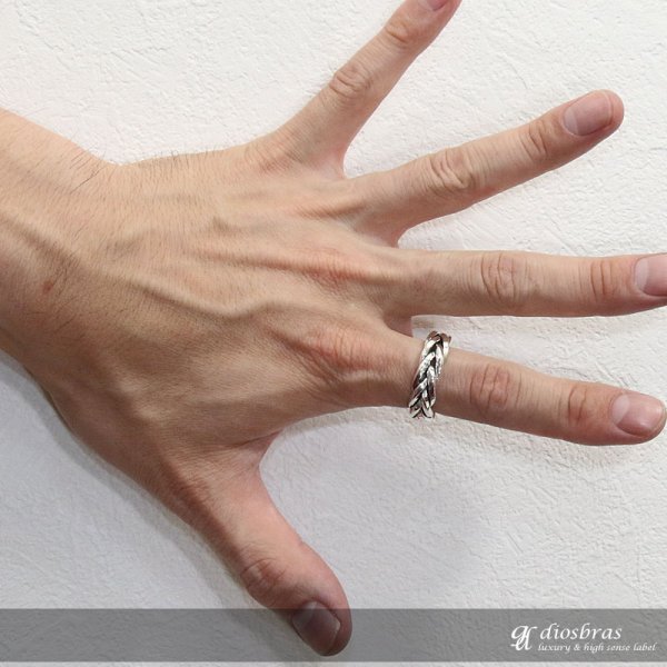 画像3: 【シルバーリング】【リング】ハンドメイド　ねじり　編み込み　チェーン　リング　ツイスト　【シルバーアクセサリー】3つ編み　4つ編み シルバーアクセサリー メンズ シルバーリング 指輪 シルバー925 フリーサイズ【メール便なら全国送料無料】 (3)