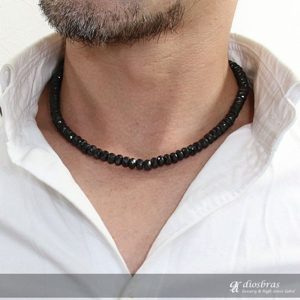 画像7: ブラックスピネル ネックレス 7mm 馬蹄 ホースシュー フェザー ネックレス メンズ ネイティブ /羽/オニキス シルバー925 チェーン メディスンホイール フェザー 7mm〜7,5mm 【diosbras-ディオブラス】 (7)
