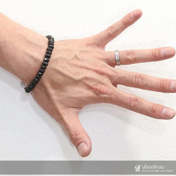 画像2: ブラックスピネル ブレスレット 7mm 馬蹄 ホースシュー フェザー ブレスレット ブレス メンズ ネイティブ /羽/オニキス シルバー925 チェーン メディスンホイール フェザー 7mm〜7,5mm 【diosbras-ディオブラス】 (2)