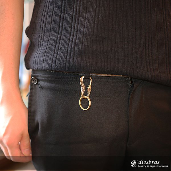 画像2: カラビナ キーリング キーホルダー キーフック　キーチェーン シャックル シルバー９２５　silver 925　真鍮　白真鍮　ＢＲＡＳＳ　ブラス　釣り針フック ウォレット　財布　バイカー　ライダース　ウォレットチェーン ミニ　MINI≪小≫【diosbras-ディオブラス-】 (2)