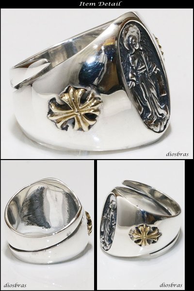 画像2: 【シルバーリング】【十字架 リング】【シルバーアクセサリー】クロス キリスト クリスチャン マリア 聖母マリア リング シルバーアクセサリー メンズ シルバーリング 指輪 シルバー925 メンズアクセサリー フリーサイズ【全国送料無料】 (2)