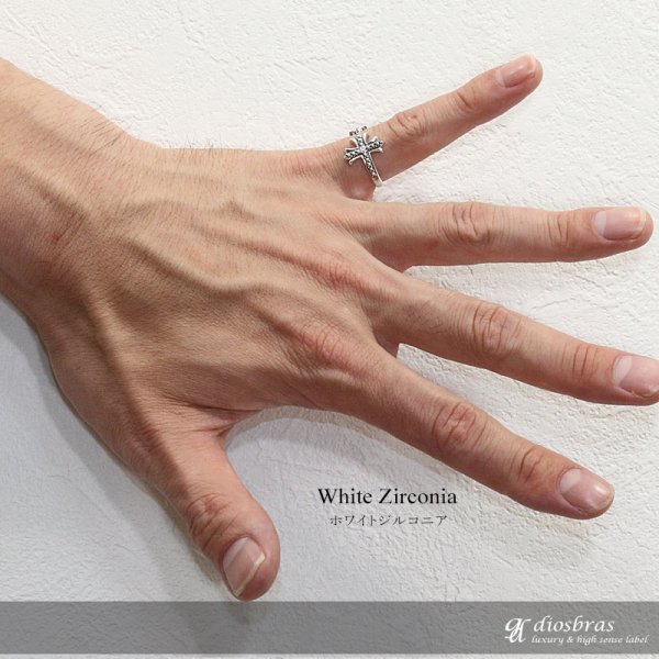 画像2: シルバー925 シルバーリング ブラックジルコニア メンズ クロス 十字架 パワーストーン オニキス 天然石 スターリングシルバー ゴシック 指輪 ring silver925 銀 シルバーアクセサリー 男性 女性 レディース 極小 シンプル【メール便なら全国送料無料】 (2)