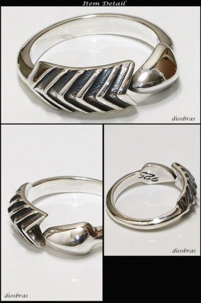 画像3: 矢じり リング フリーサイズ 立体的 シルバー925  アロー 矢 シルバーアクセサリー 指輪 リング /フリーサイズ シルバー メンズ シルバーリング 指輪 シルバー925 メンズアクセサリー【メール便なら全国送料無料】 (3)