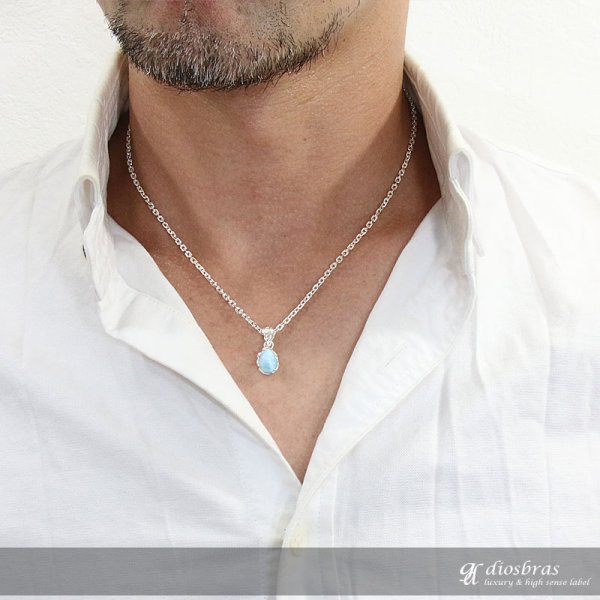 画像4: ラリマー ペンダントドミニカ産 オーバル ペンダント トップ アラベスク ラリマーペンダント クラウン 王冠 パワーストーン インディアンジュエリー鷹・イーグル羽根/シルバー925/フェザーネックレス ネックレス メンズ レディース 雫 しずく型【メール便なら送料無料】 (4)