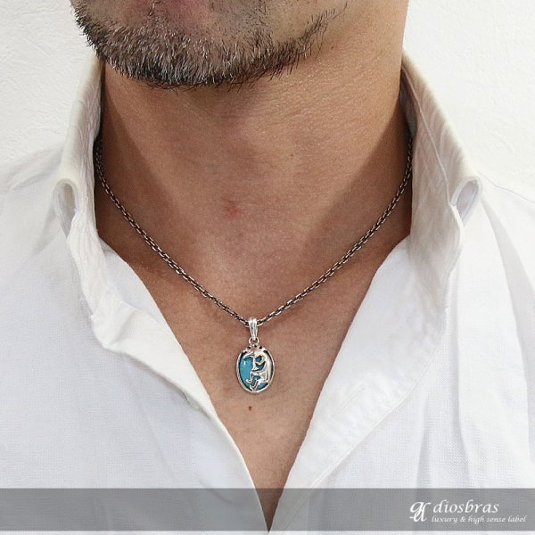 画像4: 【オーバル ペンダント トップ】存在感のある神聖なココペリ 天然ターコイズ/ネイティブアメリカン インディアンジュエリー鷹・イーグル羽根/シルバー925/フェザーネックレス ネックレス メンズ レディース≪メール便なら送料無料!!≫ (4)