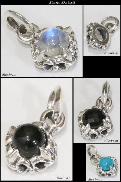 画像4: 百合の紋章 ユリ ペンダント ターコイズ トルコ石 ブラックスピネル ブラックスター ムーンストーンリリー 王冠 クラウン ペンダント トップ シルバーアクセサリー ナバホ パワーストーン ペリドット インディアンジュエリー/シルバー925/ ネックレス メンズ レディース (4)