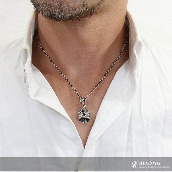 画像3: シルバー925 鈴　ベル　スカル　骸骨　十字架　クロス　バイカーベル 　ドクロ　ペンダント ガーディアンベル [ メンズ | シルバーネックレス | シルバーアクセ | ペンダントトップ | ハード ] (3)