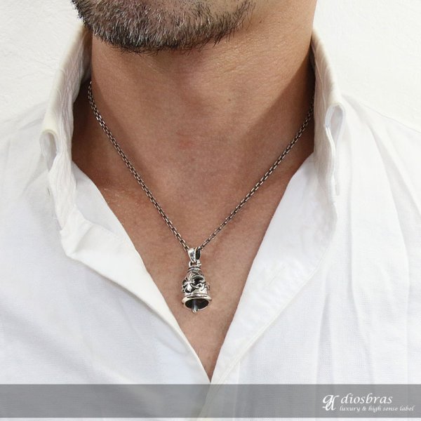 画像3: シルバー925 　アラベスク　リリー　百合　ユリの紋章　クロス　バイカーベル 　ドクロ　ペンダント ガーディアンベル [ メンズ | シルバーネックレス | シルバーアクセ | ペンダントトップ | ハード ] (3)