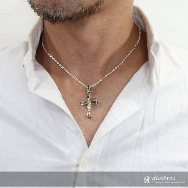 画像3: ペンダント クロス 十字架 ロザリオ ゴールド キリスト ウッド オニキス シルバー925/ペンダント トップ シルバー 925/ネックレス/ ネックレス  メンズ レディース (3)