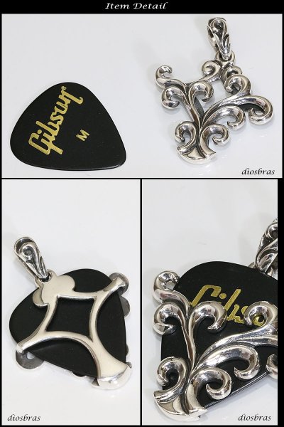 画像2: シルバー925 ピッグケース　ピック　アラベスク　ジルコニア　ピックケースペンダント/シルバー925/silver/ギター/バンド/ピック/スカル/スカルボーン/髑髏/メンズアクセサリー/≪送料無料!!≫ (2)