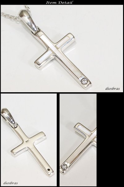 画像3: 【インレイ クロスペンダント トップ】美しいインレイワークのペンダント シェル マザーオブパール ジルコニア クロスペンダント シンプル ネイティブアメリカン インディアンジュエリー/シルバー925/ ネックレス メンズ レディース≪メール便なら送料無料!!≫ (3)