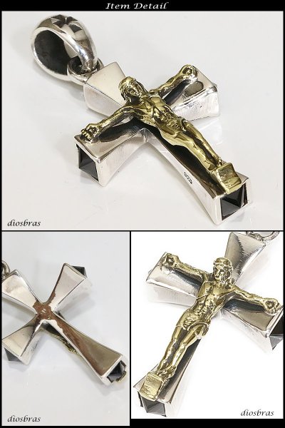 画像2: ペンダント クロス 十字架 ロザリオ ゴールド キリスト ウッド オニキス シルバー925/ペンダント トップ シルバー 925/ネックレス/ ネックレス  メンズ レディース (2)