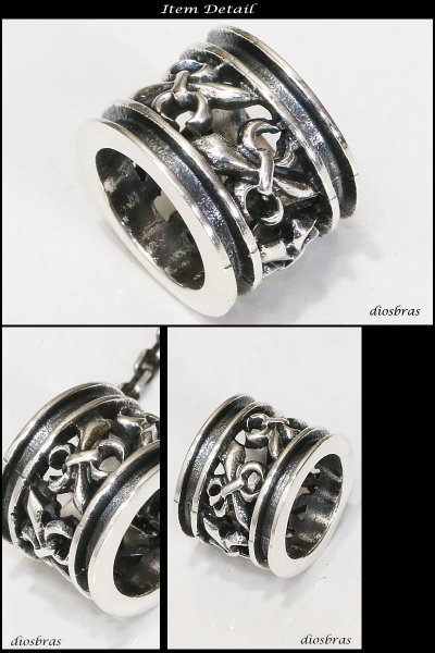 画像2: 百合の紋章リングペンダント ユリ リリー ビーズ アラベスク ペンダント トップ ペンダント スクエア リングペンダント /ネイティブアメリカン インディアンジュエリー/シルバー925/ ネックレス メンズ レディース≪メール便送料無料!!≫ (2)