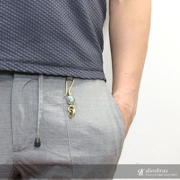 画像6: キーホルダー キーフック キーチェーン ターコイズ シルバー ナバホ インディアンジュエリー ネイティブアメリカン silver  真鍮 BRASS ブラス 釣り針フック ウォレット 財布 バイカー ライダース ウォレットチェーン【メール便送料無料】 (6)