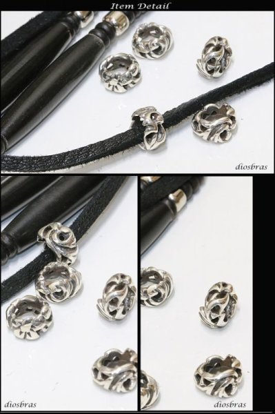 画像2: ビーズ/シルバー/シルバー925/ビーズ/アクセサリー/ハンドメイド/パーツ/アラベスク 唐草 縦6,2mm 直径9,4mm 内径5,5mm【メール便全国送料無料】 (2)