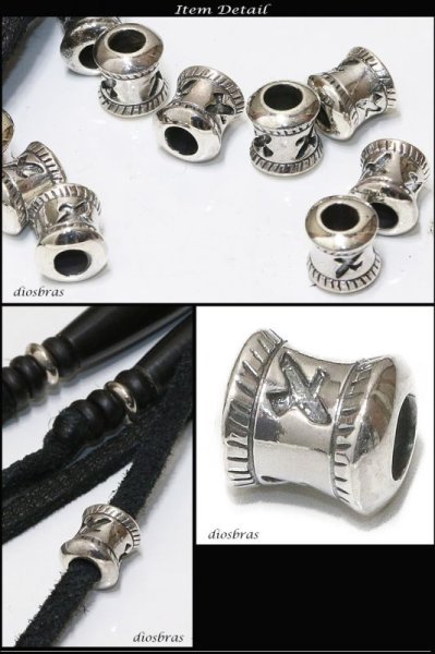 画像2: ビーズ/シルバー/シルバー925/ビーズ/アクセサリー/ハンドメイド/パーツ/イーグル 羽根 フェザー アラベスク トライバル 唐草 縦8,5mm 直径7,6mm 穴径3,4mm 【メール便全国送料無料】 (2)