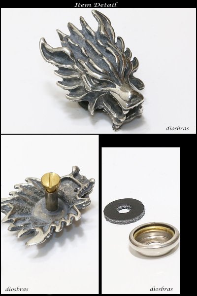 画像2: コンチョ ウルフ 狼 コンチョ ライオン ドラゴン 龍 竜 シルバーコンチョ ハード 財布 ウォレット メンズ 亜鉛合金製 (ネジ式)【メール便なら送料無料!!】 (2)