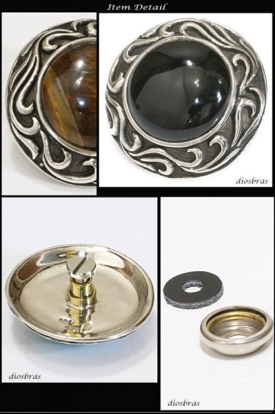 画像2: コンチョ アラベスク　コンチョ　ラウンド　オニキス　タイガーアイ　インディアン　ネイティブアメリカン　ホピ　アラベスク　トライバル　コンチョ　シルバー９２５コンチョ　財布　ウォレット　メンズ　（ネジ式）【diosbras-ディオブラス-】【送料無料！！】 (2)